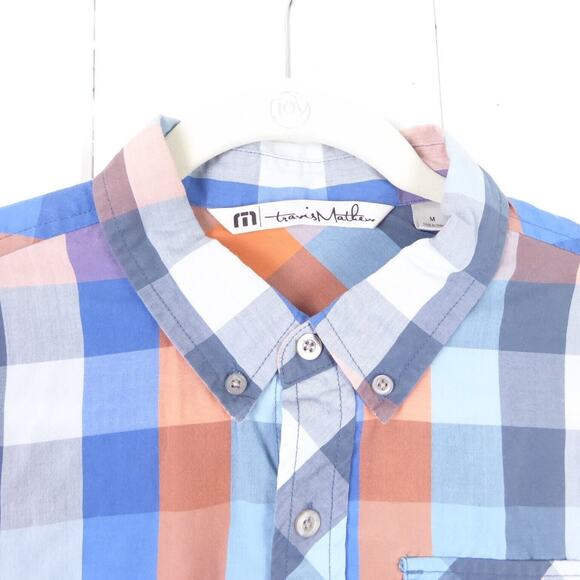 Travis Mathew Button Up Shirt Mens SZ M Long Sleeve Checked Pattern Casual - Picture 3 of 13